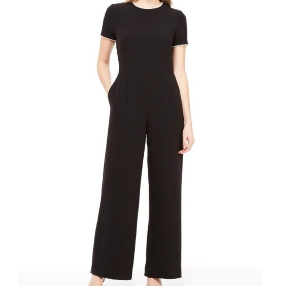 Gal Meets Glam Nadia Pearl Detailed Jumpsuit‎ in Black sz 2